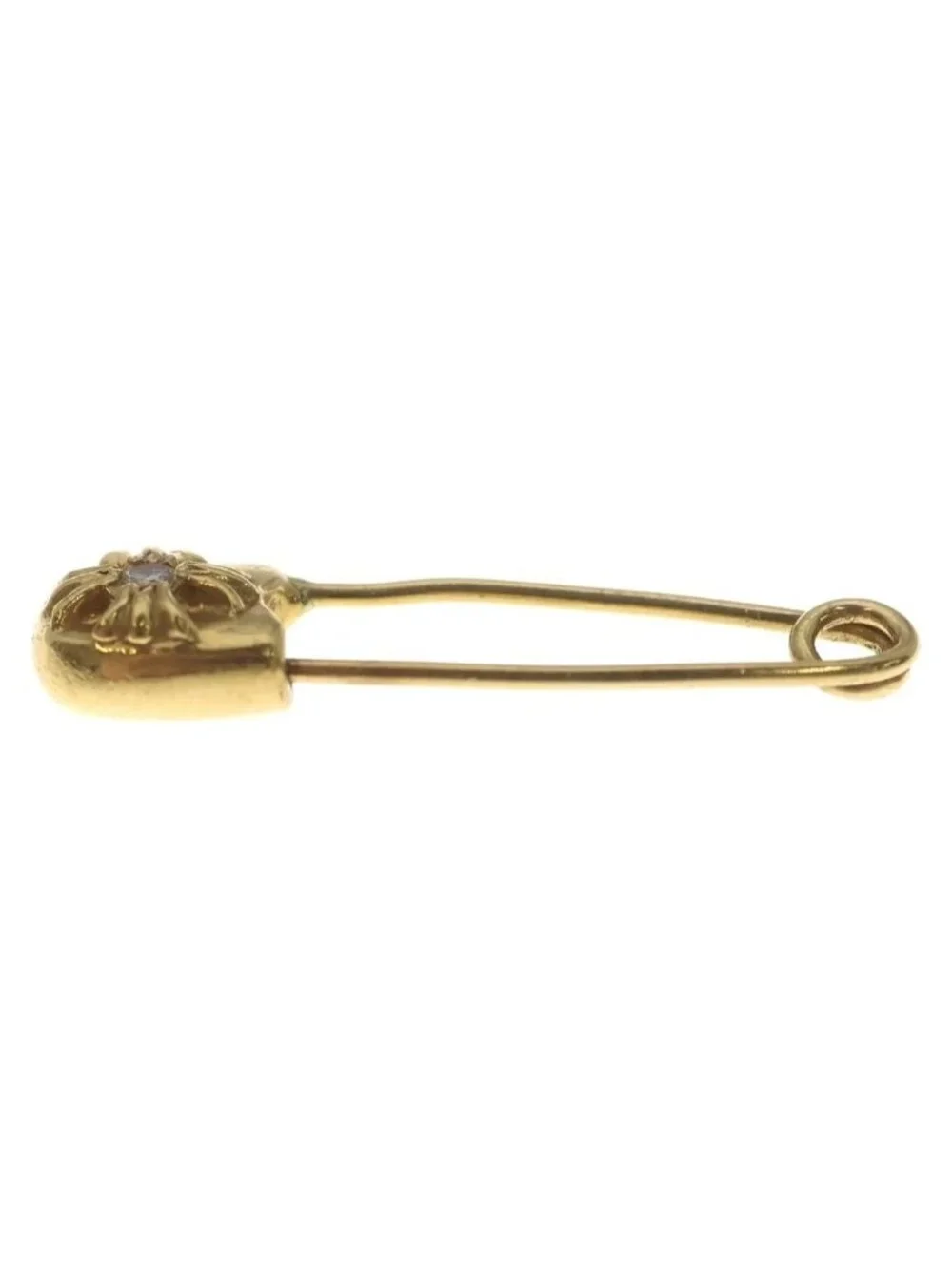 Chrome Hearts 22k Safety Pin S 22k Small Pin 1 Diamond Gold Necklace Top